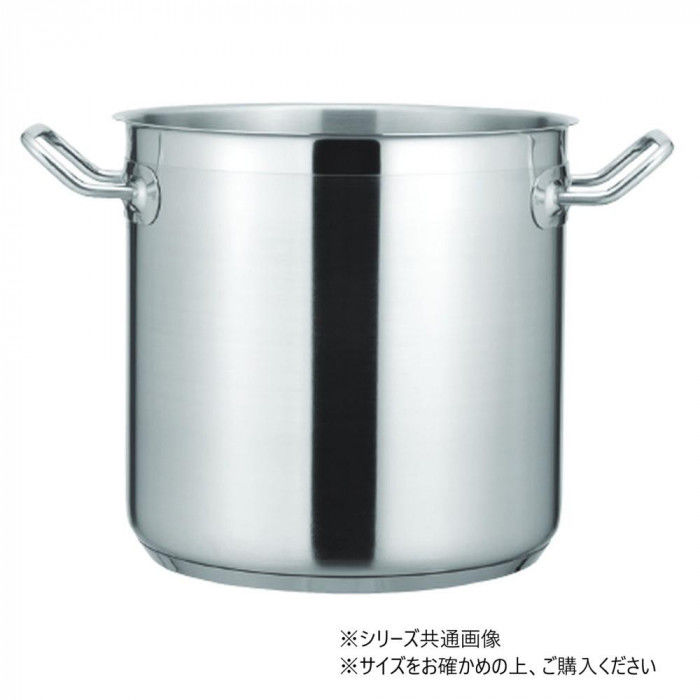 ＜＜ご注意下さい＞＞こちらの商品はメーカーよりお客様へ直接お届けの品になります。 当店での在庫はしておりません。在庫の有無はメーカー在庫のみになりますので、急な欠品や急に廃盤になる可能性がございます。こちらの商品の配送について○北海道・沖縄・離島につきましては、配送不可となりますので予めご了承お願いします。こちらの商品の包装(ラッピング)について○上記の理由(メーカーより直送)により包装はできませんので予めご了承お願いします。こちらの商品の不具合について○お届けしましたこちらの商品に不具合があった場合、商品到着日より1週間以内に当店にご連絡ください。メーカーが直接対応させて頂きます。○お客様がご自身で修理された場合、費用の負担は致しかねますので予めご了承下さい。IH対応の寸胴鍋です。※蓋は別売です。サイズ：外径315×深さ300mm、個装サイズ：35.0×35.0×35.0cm重量：3.9kg、個装重量：200g仕様：IH対応蓋無し容量:21.2リットル板厚:1.0mm底径:280mm生産国：中国