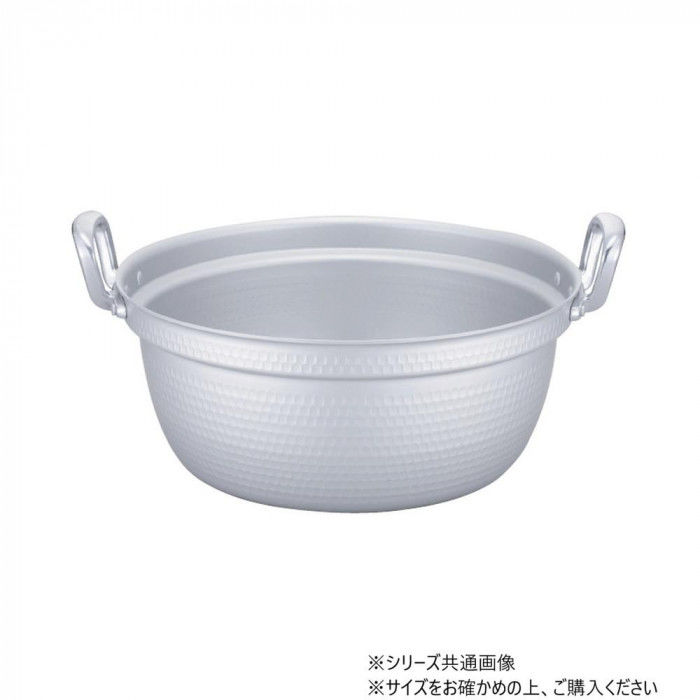 目盛付の料理鍋です。サイズ：内径240×深さ120mm、個装サイズ：31.0×23.0×15.0cm重量：0.8kg、個装重量：1061g仕様：アルマイト加工容量:4.4リットル板厚:2.2mm熱源:ガス火生産国：中国