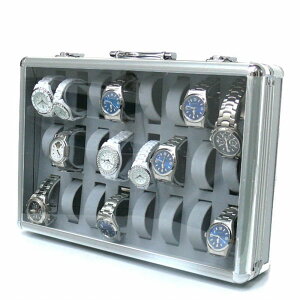 アルミ製腕時計ケース　24個収納　お気に入りの時計のコレクションケースに　鍵付き【北海道・沖縄・離島配送不可】