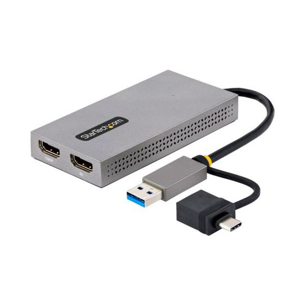 StarTech.com ディスプレイアダプター USB-C＆USB-A接続 デュアルディスプレイ 11cm グレー107B-USB-HDMI 1個 【北海道・沖縄・離島配送不可】