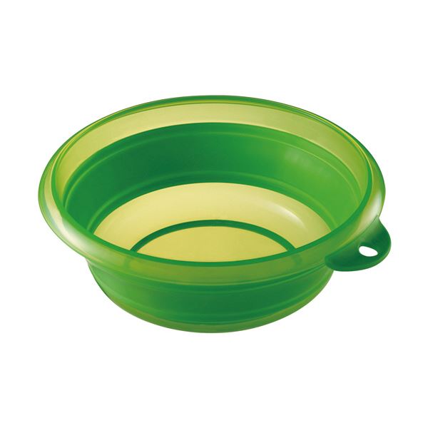 （まとめ） 伊勢藤 折りたためる ソフト湯おけ2.5L グリーン I-522G 1個 〔×10セット〕