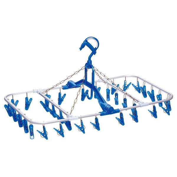 〔2個セット〕 ニッコー アルミ 角ハンガー 34ピンチ ブルー AH-34