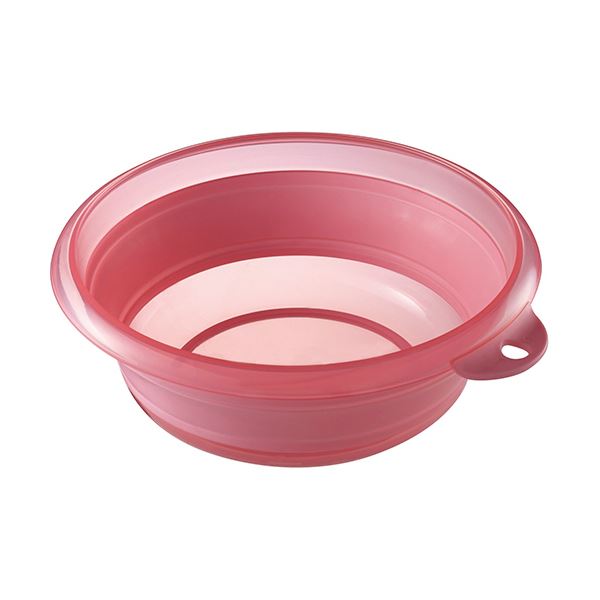 （まとめ） 伊勢藤 折りたためる ソフト湯おけ2.5L ピンク I-522P 1個 〔×10セット〕