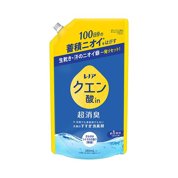 （まとめ） P＆Gレノア クエン酸in超消臭 さわやかシトラスの香り（微香） つめかえ用 380ml 1個 〔×3セット〕 【北海道・沖縄・離島配送不可】