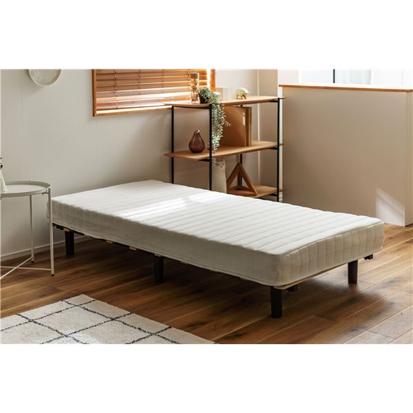 脚付きポケットコイルマットレスベッド 約W195×D95×H35cm ホワイト 組立品 [2]