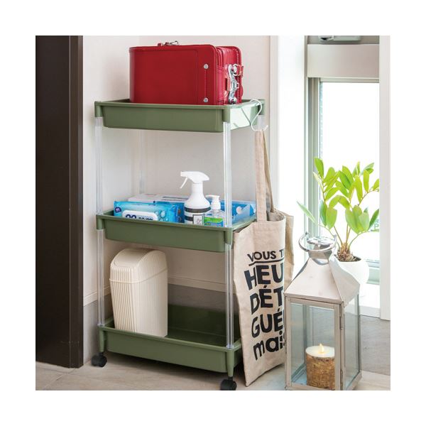 フジックスの平和工業 玄関ワゴン WillST 3段ダークグレー S-850DG 1台｜アングル2