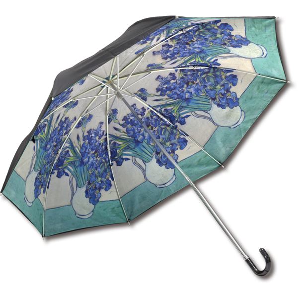 ユーパワー 名画折りたたみ傘 晴雨兼用 ゴッホ「アイリスの花瓶」 【北海道・沖縄・離島配送不可】