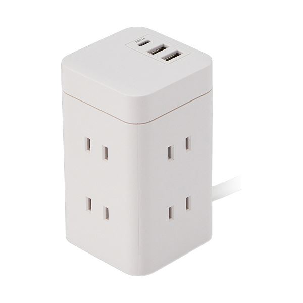 ハイディスクコンパクトサイズタワー型タップ HD-AC6U3WH 1個 【北海道・沖縄・離島配送不可】