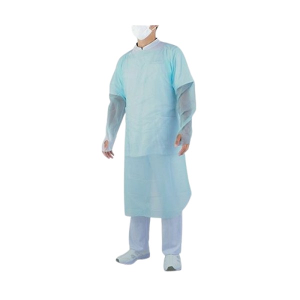 （まとめ） 伊藤忠リーテイルリンク プラスチックガウン 指フック ブルー SHG-003 1箱（10枚） 〔×2セット〕 【北海道・沖縄・離島配送不可】