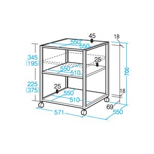 TANOSEE プリンターワゴン レーザープリンター用 W570×D550×H700mm 1台【代引不可】【北海道・沖縄・離島配送不可】 2