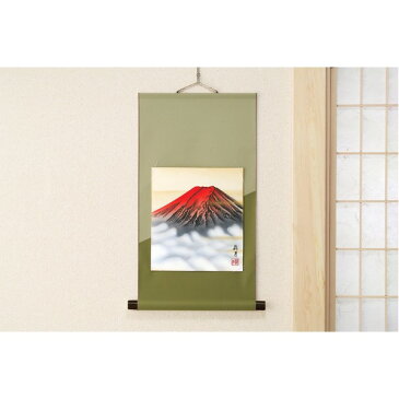 色紙掛/掛け軸 〔葛谷聖山 梅月 赤富士〕 長さ:57cm 入れ替え可 日本製【代引不可】