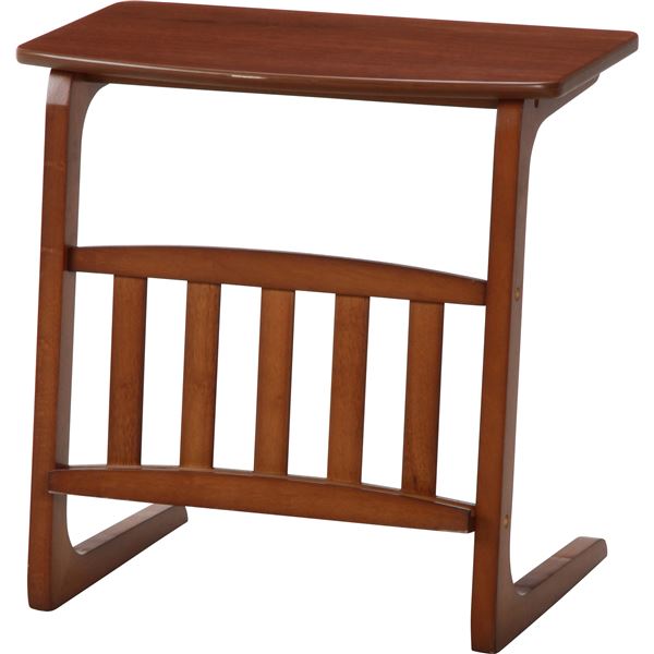 北欧風 サイドテーブル/ローテーブル 〔ミディアムブラウン〕 幅55cm マガジンラック付き 『ノルン』 【代引不可】【北海道・沖縄・離島配送不可】