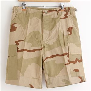 アメリカ軍 BDU カーゴショートパンツ /迷彩服パンツ 〔 Sサイズ 〕 リップストップ 3カラーデザート 〔 レプリカ 〕【代引不可】【北海道・沖縄・離島配送不可】