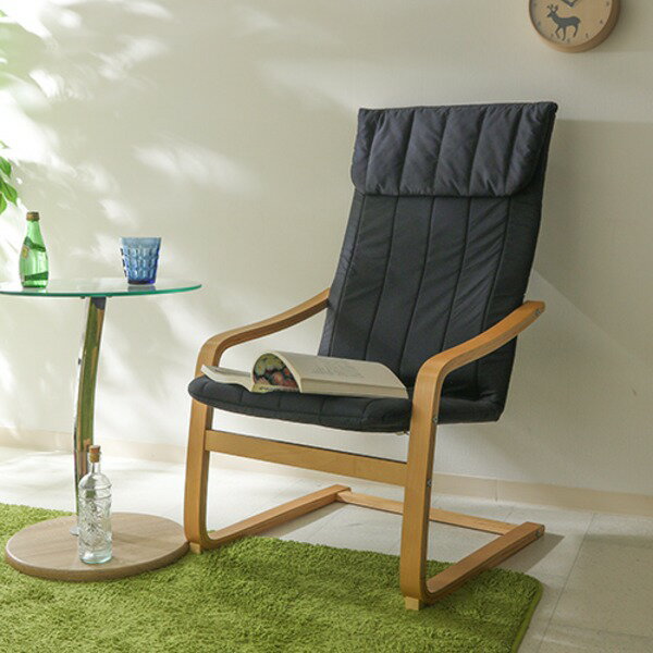 モダン調 リラックスチェア/パーソナルチェア 〔ブラック〕 幅59cm 肘掛け付き 木製フレーム 『スリム』 【代引不可】【北海道・沖縄・離島配送不可】