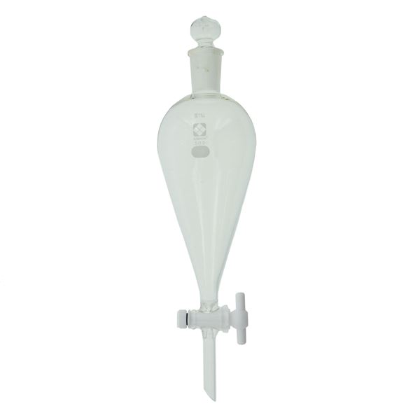 〔柴田科学〕分液ロート スキーブ形 PTFEコック付 500mL【代引不可】【北海道・沖縄・離島配送不可】