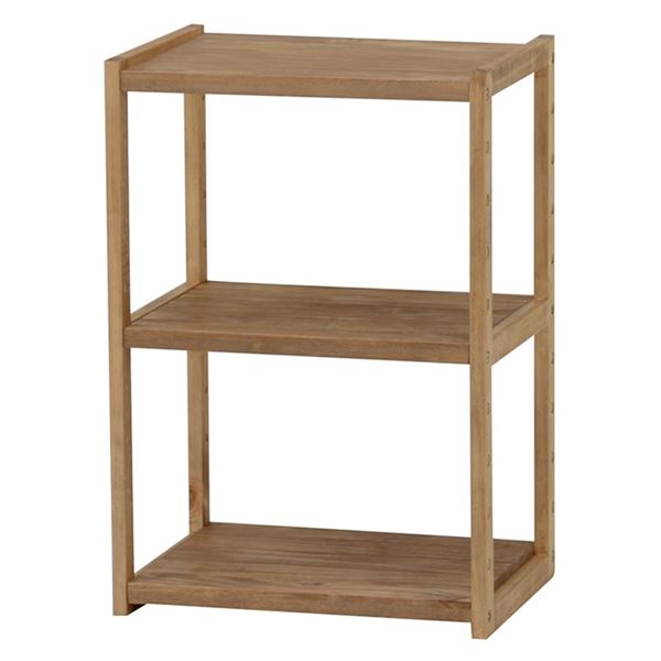オープンラック/収納棚 〔2段〕 木製 幅45cm×奥行28cm 木目調 ライトブラウン 【代引不可】【北海道・..