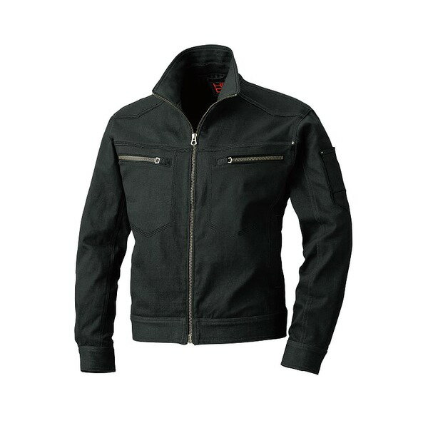 村上被服製 3203 ストレッチ素材と横からも装着ファスナー ブルゾン アッシュブラック サイズ3L【代引..