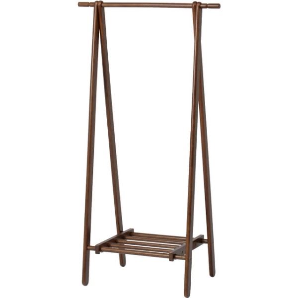 モダン調 ハンガーラック/コートハンガー 〔ブラウン〕 幅80cm 折りたたみ 収納棚付き 木製 【代引不可】【北海道・沖縄・離島配送不可】