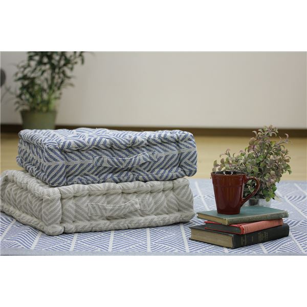 フジックスのインド綿使用 フロアクッション/座布団 〔2枚組 ネイビー〕 42×42×10cm 『クラック』【代引不可】【北海道・沖縄・離島配送不可】｜アングル3