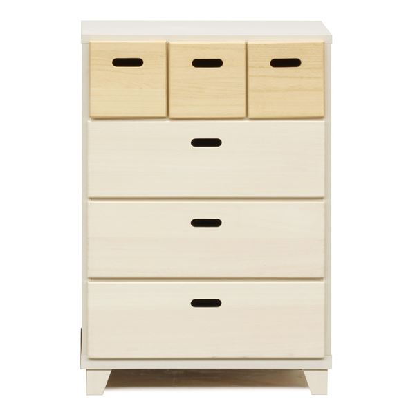 日本製 天然木 チェスト 4段 オイル塗装仕上げ 〔56.5cm幅 ホワイト/ナチュラル〕 完成品 タンス 衣類..