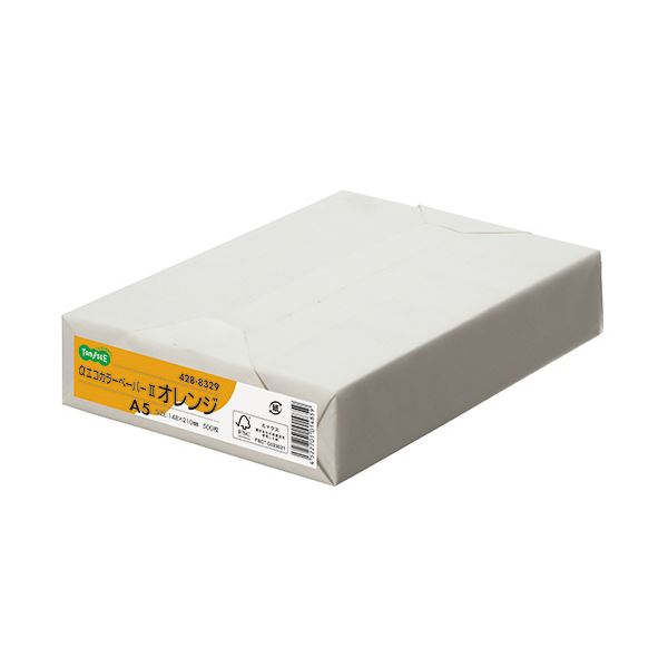 (まとめ)TANOSEE αエコカラーペーパーII A5 オレンジ 1冊(500枚) 〔×5セット〕 【北海道・沖縄・離島配送不可】