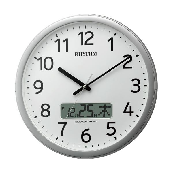 リズム時計 プログラム電波掛時計カレンダー表示付 4FNA01SR19 1台【代引不可】【北海道・沖縄・離島配送不可】