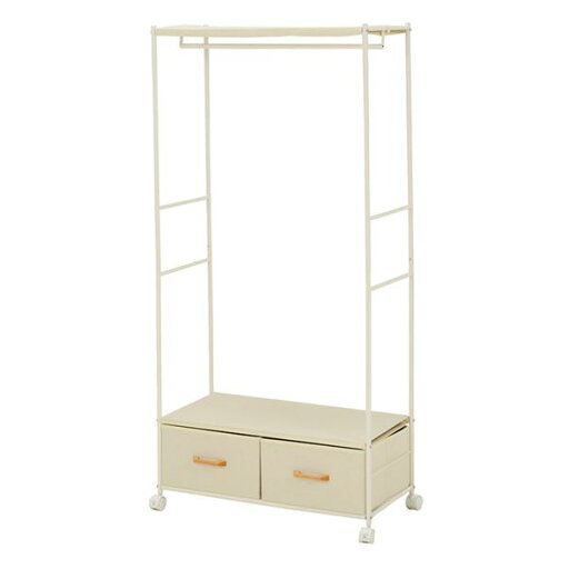 ハンガーラック/コートハンガー 〔ホワイト 幅75×奥行35.5×高さ155cm〕 スチールパイプ 引き出し収納 キャスター付き 組立式 【北海道・沖縄・離島配送不可】 ハンガーラック/コートハンガー 〔ホワイト 幅75×奥行35.5×高さ155cm〕 スチールパイプ 引き出し収納 キャスター付き 組立式 【北海道・沖縄・離島配送不可】