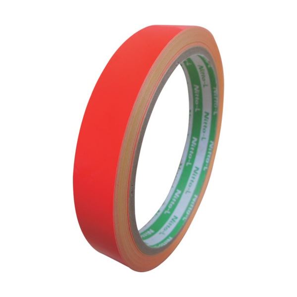 (まとめ) 日東エルマテリアル 蛍光テープ 15mm×5m レッド LK-15R 1巻 〔×3セット〕