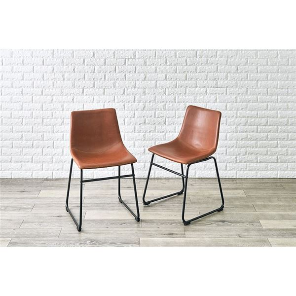 ビンテージ調 チェア 2脚セット 〔ブラウン・Bタイプ〕 ダイニングチェア チェアー 椅子 ワークチェア パソコンチェア おしゃれ 組立品 【北海道・沖縄・離島配送不可】