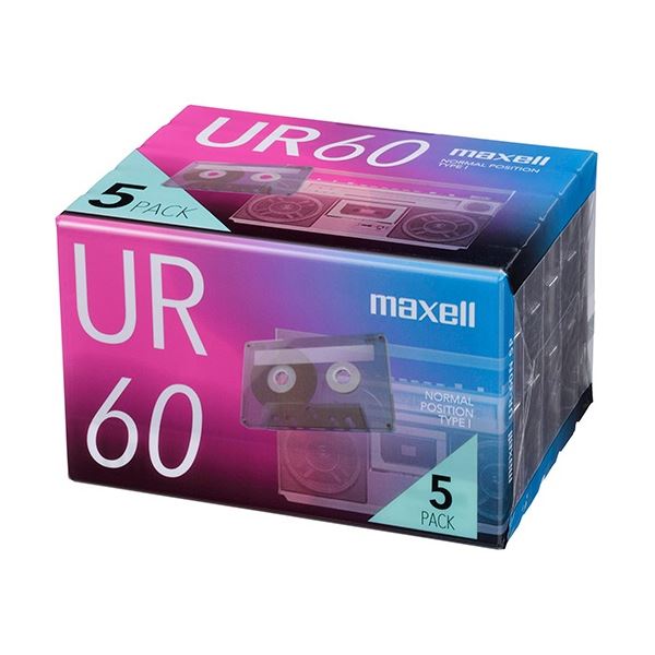 (まとめ) マクセル 音楽用カセットテープ「UR」 60分 UR-60N5P 1パック(5巻) 〔×5セット〕