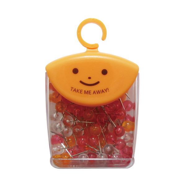 （まとめ）ミツヤ ツレテッテ マップピン頭径Φ6mm 針長10mm クリアフルーツカラー3色アソート TM-8-F 1セット(350本：70本×5ケース)〔×3セット〕