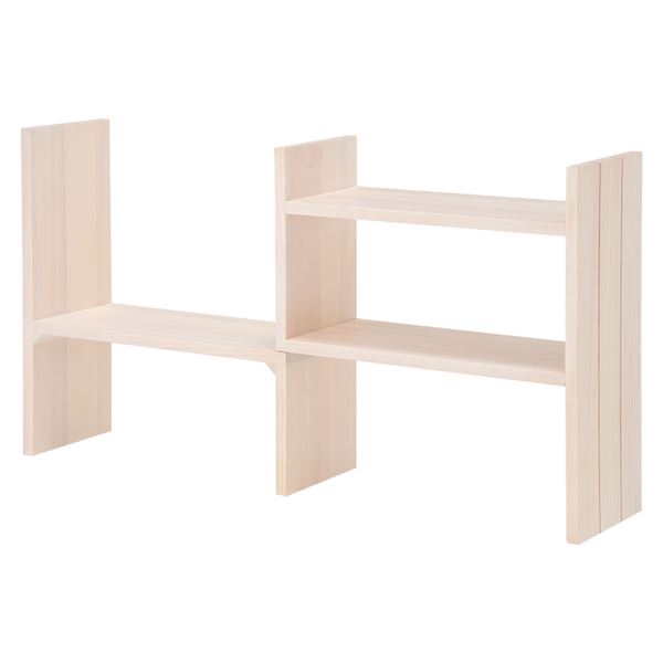 伸縮ラック/スパイスラック 約幅40〜75.5×奥行16×高さ41cm ホワイトウォッシュ 天然木 完成品 〔キッチン 台所〕 [2]