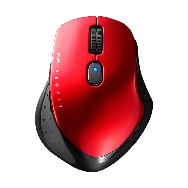(まとめ) バッファロー 無線 BlueLED5ボタン ネオフィットマウス Mサイズ レッド BSMBW510MRD 1個 〔×5セット〕【代引不可】【北海道・沖縄・離島配送不可】