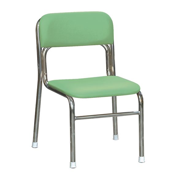軽量 スタッキングチェア 〔5脚セット グリーン×クロムメッキ 幅45cm 重さ4.3kg〕 日本製 防汚仕様 スチール 『リブラ チェア』【代引不可】【北海道・沖縄・離島配送不可】