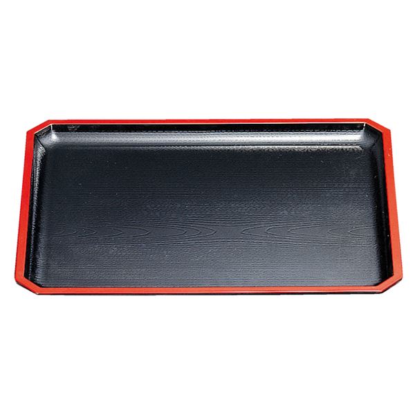 尺7隅切木目盆 黒天朱SL【代引不可】【北海道・沖縄・離島配送不可】