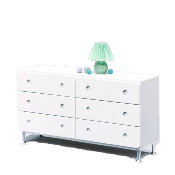 日本製 鏡面 エナメル塗装 ローチェスト 3段 引き出しスライドレール 〔117cm幅 ホワイト〕 完成品 チ..