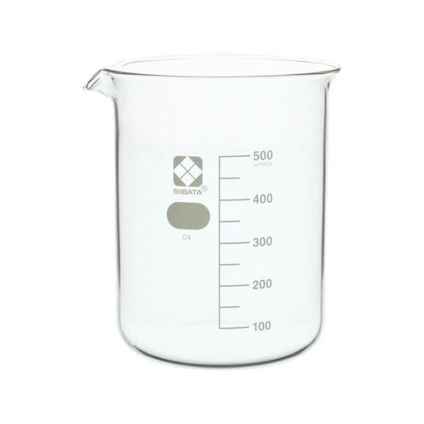 ビーカー 目安目盛付 500mL 10入 〔010020-500A〕 【北海道・沖縄・離島配送不可】