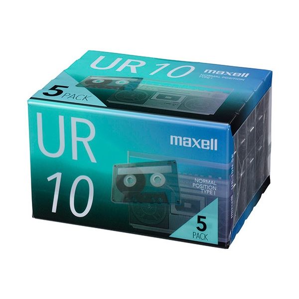 (まとめ) マクセル 音楽用カセットテープ「UR」 10分 UR-10N5P 1パック(5巻) 〔×5セット〕