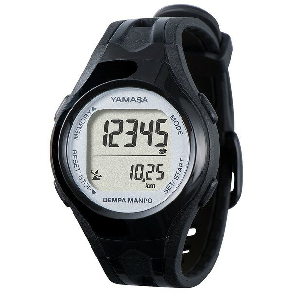 腕時計型 万歩計/歩数計 〔ブラック×シルバー TM460-BKSL〕 電波時計内蔵 生活防水 『DEMPA MANPO』 〔運動用品〕
