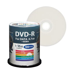 (まとめ) ハイディスク データ用DVD-R4.7GB 1-16倍速 ホワイトワイドプリンタブル スピンドルケース HDDR47JNP1001パック(100枚) 〔×5セット〕【代引不可】【北海道・沖縄・離島配送不可】