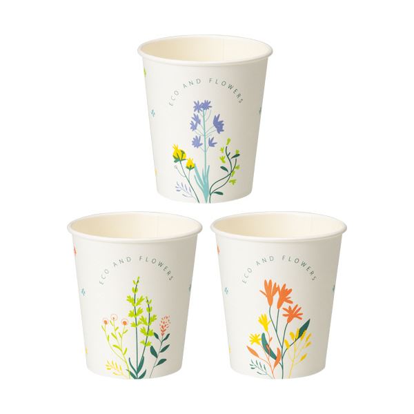 （まとめ）TANOSEE 紙コップ ANDFLOWERS 205ml（7オンス） 1パック（80個） 〔×5セット〕 【北海道・沖縄・離島配送不可】