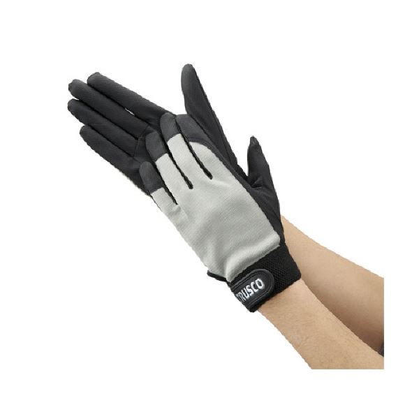 (まとめ) TRUSCO PU薄手手袋 エンボス加工 グレー L TPUM-G-L 1双 〔×3セット〕