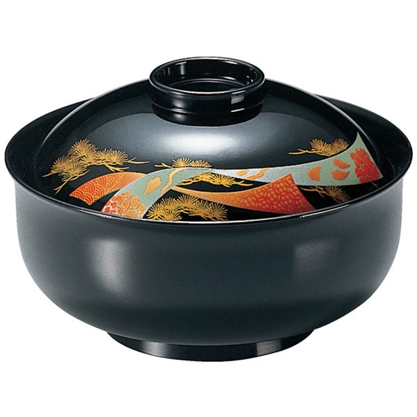 5寸 ゆり型煮物椀/お椀 〔黒短冊松 TA〕 直径148×高さ100(67)mm 日本製 食洗機対応 〔和食 レストラン ..