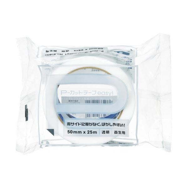 (まとめ) 寺岡製作所 P-カットテープ EASY4140D 50mm×25m 透明 4140D-TM50X25 1巻 〔×5セット〕(4)