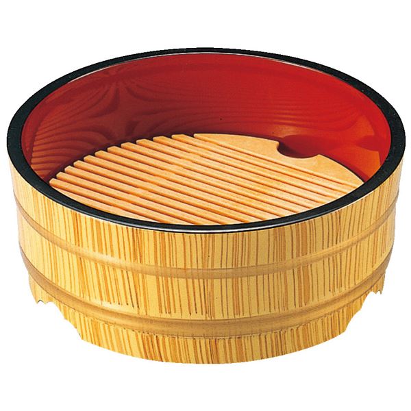 7寸冷むぎ桶 白木内朱　蓋親【代引不可】【北海道・沖縄・離島配送不可】