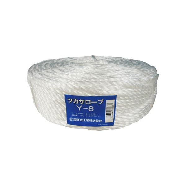 (まとめ) 司化成工業 ツカサ PP融着 三本撚ロープ(ツカサロープ) Y-8 1巻 〔×5セット〕