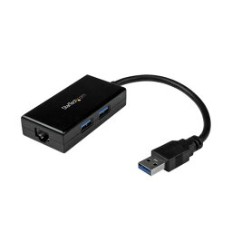 StarTech.com USB3.0-ギガビットイーサネット有線LANアダプタ USBハブ（2ポート）内蔵 10・100・1000Mbps ブラックUSB31000S2H 1個 【北海道・沖縄・離島配送不可】