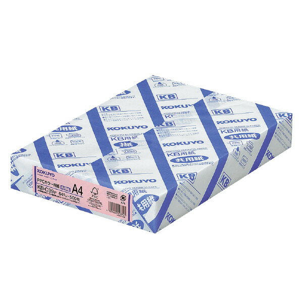 A4 Size Paper - コクヨ PPCカラー用紙 共用紙 FSC認証 A4 500枚 64g平米 ピンク KB-C39P【北海道・沖縄・離島配送不可】