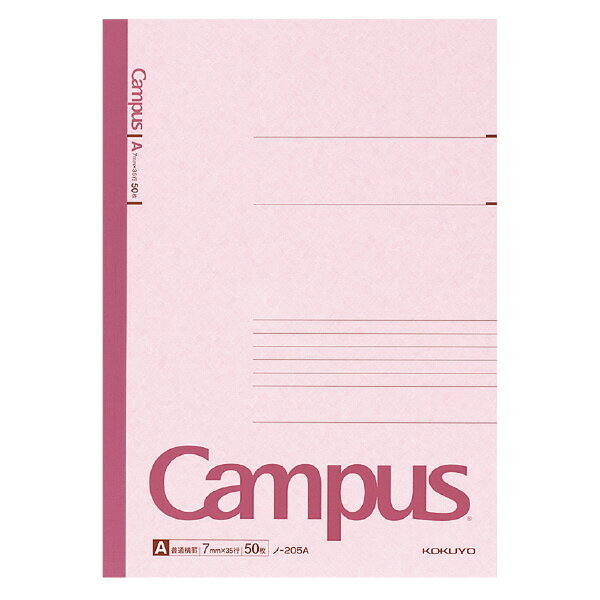 メール便発送商品（送料込み）※こちらの商品はメール便にて「ポスト投函」でのお届けになります。※代金引換はご利用いただけません。※お届け日時のご指定はできません。※宅配便送料別の商品と同梱の場合、宅配便の送料となります。※通常、出荷後1〜4日程度でのお届けとなります。※荷物問合せ番号よりお荷物の追跡が可能です。●特殊フィルムでラミネート加工したクロスを採用。背が破れにくいだけでなく、ボールペンなどで筆記が出来る仕様です。●タイトルや名前が書けるスペースを設けた、機能性の高い表紙デザインです。●タテ線が正確に引けるよう、センターと両端に三角形のメモリ点を配置しました。また、短い定規でも線を引けるよう罫線の中央部分にも目印を設けました。●中紙には森林認証紙を使用した環境対応商品です。サイズ：1号（A4）タテ・ヨコ(mm)：297・210行数：35行枚数：50枚●中紙/上質紙（森林認証紙）●製本様式/無線とじ●キャンパスノートはJIS規格品です。