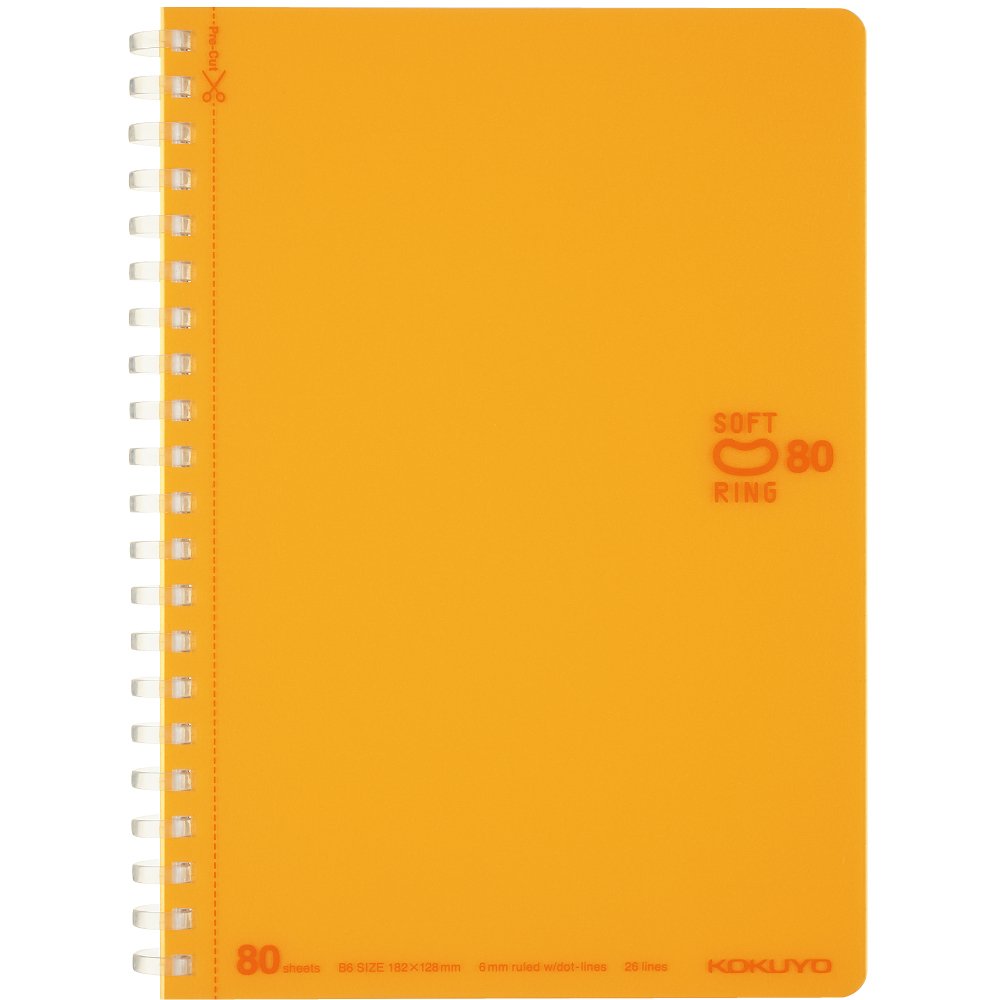 （まとめ買い）コクヨ ソフトリングノート ドット入りB罫 B6 80枚 オレンジ ス-SV348BT-YR 〔5冊セット〕【北海道・沖縄・離島配送不可】